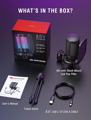 FIFINE Gaming USB Microphone for PC PS5, Condenser Mic with Quick Mute, RGB Indicator, Tripod Stand, Pop Filter, Shock Mount, Gain Control for Streaming Discord Twitch Podcasts Videos- AmpliGame thumbnail 9