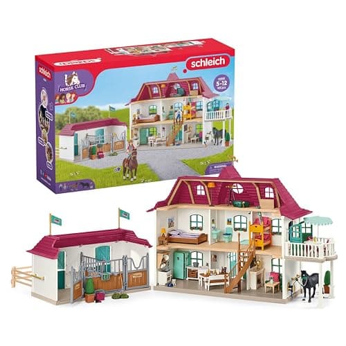 Schleich Horse Club - 192Pc Lakeside Country House And Stable | 42551 | Horse Figurine, Equestrian Toy for Girls 5+, Realistic Horse Toy, Screen-Free Imaginative Pretend Play, Party Gifts - Image 1