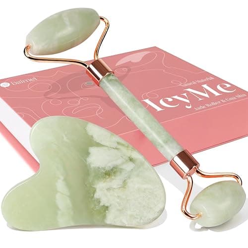 BAIMEI IcyMe Jade Roller & Gua Sha Set Face Roller and Gua Sha Facial Tools for Skin Care Routine and Puffiness, Self Care Gift for Men Women - Light Green thumbnail 8