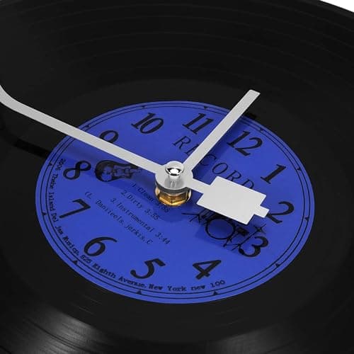 ZOYPAR Musical Black Vinyl Record Wall Clock Battery Operated Music Room Decor Decoration Art Hanging Clocks- 11.81inch Blue thumbnail 4