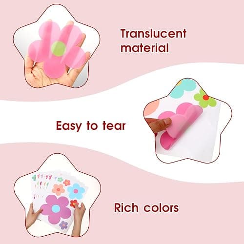 COMNICO 63pcs Cute Flowers Wall Sticker PVC Colorful Y2k Floral Wall Decor Vinyl Peel and Stick Flowers Stickers for Teen Girls Boy Kids Nursery Bedroom Kindergarten(9 Sheets, Bright Colors) thumbnail 3