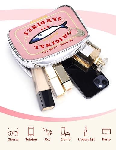Cessfle Canned Sardines Makeup Bag, Funny Sardine Tin Fish Cosmetic Bag, Creative Cute Makeup Bag Kawaii Pencil Case Pouch, Coquette Make up Pouch for Women thumbnail 5