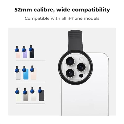 K&F Concept 52mm Clip-on ND2-400 Phone Camera Lens Filter Kit, Adjustable Neutral Density Filter Compatible with iPhone 15 14 13 12 11 thumbnail 5