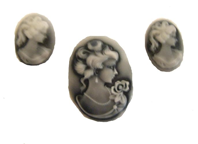 Cabochon, The Lady Victorian Retro Resin Cameo Cabochon Flat Back 40x30mm + 2 x 25x18mm thumbnail 2