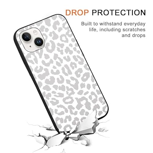RUMDEY 2 Pack Cute Cheetah Print for Apple iPhone 13/14 6.1" Phone Case,Luxury Leopard Pattern Design Cases Soft Silicone Slim TPU Shockproof Protective Bumper Cover for Women Girls-Black & White thumbnail 6