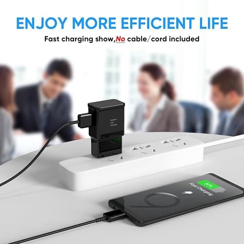 Adaptive Fast Charging Block USB Wall Charger Adapter Fits Samsung Galaxy S25/S24/S23/S22/S22 Ultra/S21/S20/S10/S9/S8/S7/Edge/Note 10 Quick Charge (Black, 2 Pack) thumbnail 7