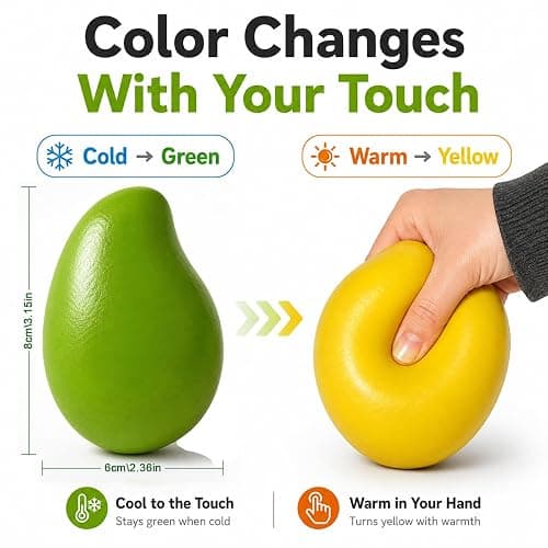 2Pack Premium Crunchy Mango Squishy Stress Ball, Thermochromic Green to Yellow Sensory Fidget Toy with Gentle Crunch Sound & Slow Rising Squeeze, ASMR Desk Toy, Anxiety Relief Gift for Office Home thumbnail 2