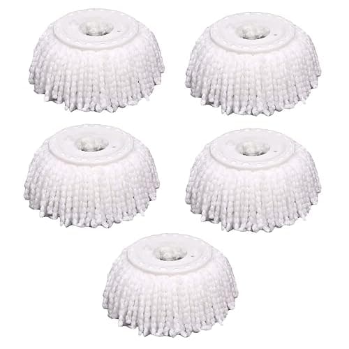 5 PCS Microfiber Replacement Mop Head Spin Mop Head Replacement 5-Pack, Microfiber Refill Heads Universal for 360 Spin Magic Mopping, Round Shape Standard Size White - Image 1
