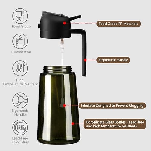 SWEET VIEW Olive Oil Dispenser and Oil Sprayer – 16oz/470ml Glass Light-Proof Oil Pourer for Kitchen, Air Fryer, Cooking, Salad, and BBQ thumbnail 5