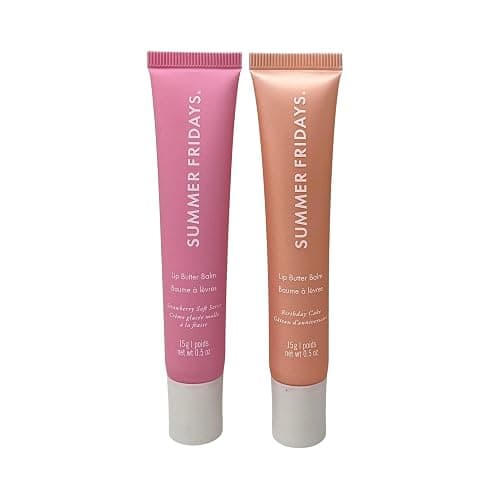Summer Fridays Lip Butter Balm Sweet Pink Duo - Conditioning Tinted Lip Balm + Overnight Mask for Instant Shine + Color - Infused with Hydrating Shea Butter - Pink Sugar + Birthday Cake (2 Count) thumbnail 2