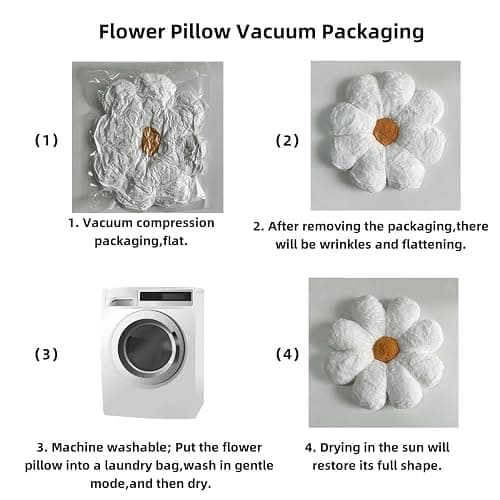 Aryan Coussin Fleur, Coussins Décoratifs Blancs, Coussin de Sol Mignon, Coussins Décoratifs Preppy pour la Chambre, Canapé ou Sofa 38 cm thumbnail 5