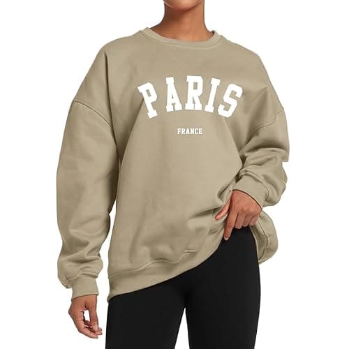 Tuislay Paris College Sweatshirt for Women Oversized Trendy Comfy Crewneck Sweatshirts Casual Graphic Pullover Tops Unisex thumbnail 4