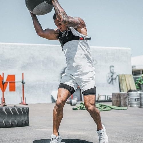 JWJ Mens 2 in 1 Running Shorts Quick Dry Gym Athletic Workout Clothes with Side Pockets thumbnail 3