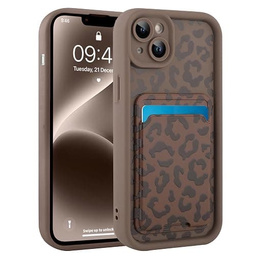 MOWIME Compatible with iPhone 14 Case with Card Holder, Brown | Cheetah Print Shockproof Soft TPU Protective Cover Women Girls, Anti Scratch Wallet Case for 14 6.1 Inch thumbnail 5