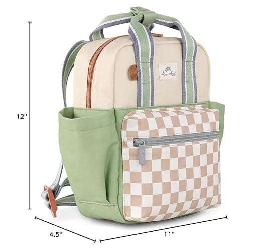 Itzy Ritzy Toddler Backpack - Daycare Bag - Features Adjustable Shoulder Straps, 2 Side Pockets & Spacious Interior with Wipeable Fabric Lining & Name Label, Checkerboard Backpack - Checkerboard - Small thumbnail 3