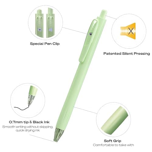 WRITECH Gel Pens Fine Point: Retractable Black Ink Pen Smooth Writing 8ct 0.7mm Medium Point Tip for Journaling Note Taking No Bleed & Smear & Smudge Vivid Color Barrel Silent Click Peekaboo Set thumbnail 4
