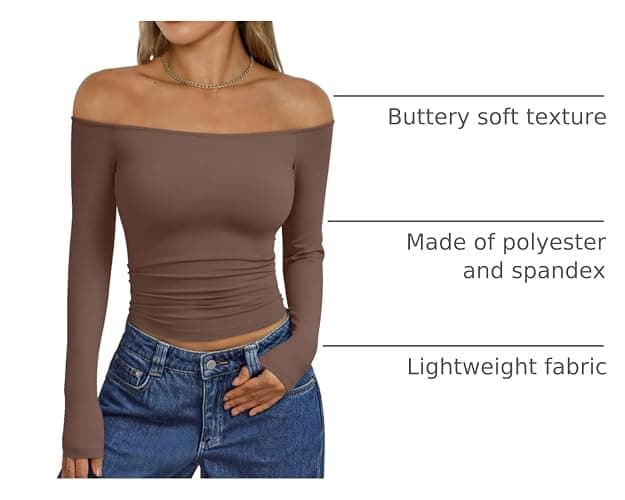 Trendy Queen Womens Long Sleeve Off The Shoulder Tops Going Out Cute Basic Y2K Fall Fashion 2025 Outfits Clothes thumbnail 4