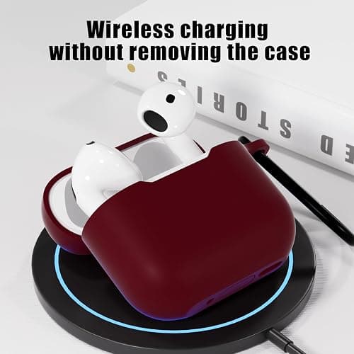 AKABEILA Hülle Kompatibel mit Apple AirPods 4 2024 mit Karabiner Weiches Verdicktes TPU Schutzhülle Volltonfarbe Case AirPods 4 Generation Ladehülle Front LED Sichtbar thumbnail 2