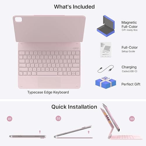 typecase Keyboard Case for iPad Air 13(M3 2025 / M2 2024) and iPad Pro 12.9 (6th, 5th, 4th, 3rd Gen),Magic Keyboard, Magnetic Keyboard Case with Multi-Touch Trackpad,11 Colors Backlight,Light Pink thumbnail 8