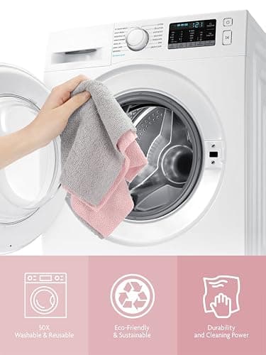 Fantasticlean Microfiber Cleaning Cloth Roll -75 Pack, Tear Away Microfiber Towels, 12" x 12", Reusable, Washable, Scratch Free, Ultra Absorbent Dishcloth for All-Around Cleaning Supplies (Pink) thumbnail 8
