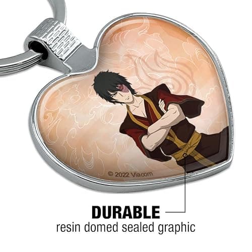 Avatar the Last Airbender Zuko Keychain Heart Love Metal Key Chain Ring thumbnail 5