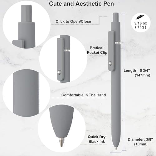 LINFANC 6 Pack Cute Gel Pens, Retractable Quick Dry Gel Ink Pen, Fine Point 0.5mm Black Ink Rolling Ball Gel Pens, Smooth Writing Aesthetic Pens for Home School Office Supplies thumbnail 3
