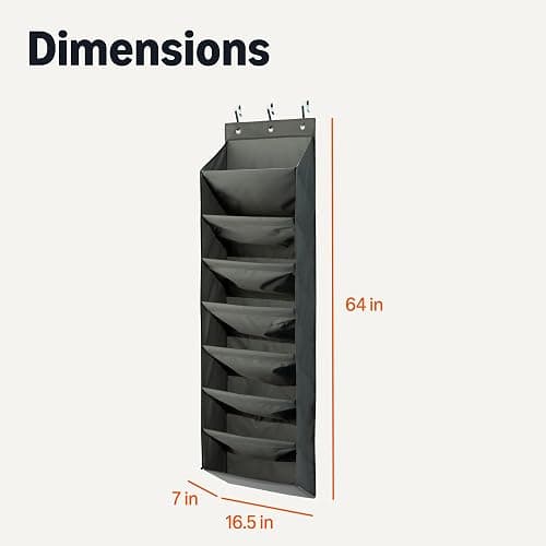 Amazon Basics Over the Door Shoe Organizer with 8 Tiers, Large, Charcoal thumbnail 2