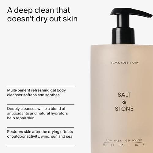 Salt & Stone Body Wash for Women & Men, Black Rose & Oud 15.2 fl oz | Shower Gel, Sulfate-Free, Paraben-Free, Dye-Free, Vegan, Hydrating & Moisturizing with Antioxidants, Vitamin C, Niacinamide thumbnail 5