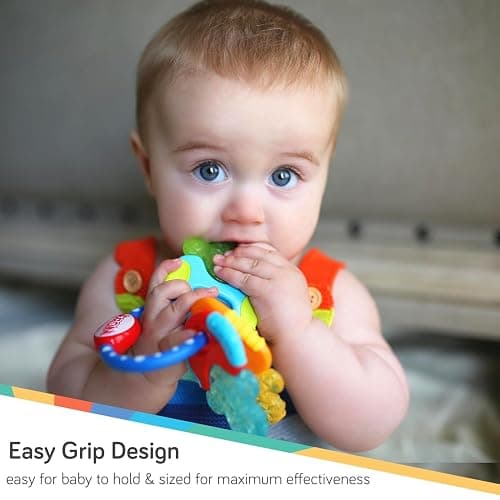 Nuby Ice Gel Teether Keys - Silicone Soothing Baby Teether Toys for Infants - Gentle for Sore Gums Colorful and Fun Toys - Safe and Durable Infant Baby Teething Toy - Blue thumbnail 5