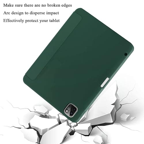 SIWENGDE Case for iPad Pro 11 Inch 4th/3rd/2nd Generation 2022/2021/2020 with Pencil Holder [Support iPad 2nd Pencil Charging] Slim Trifold Stand Smart Protective Cover, Auto Wake/Sleep(Dark Green) thumbnail 2