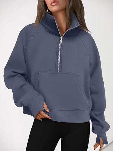 AUTOMET Womens Sweatshirts Half Zip Cropped Pullover Fleece Quarter Zipper Hoodies 2025 Fall Fashion Outfits Clothes thumbnail 6