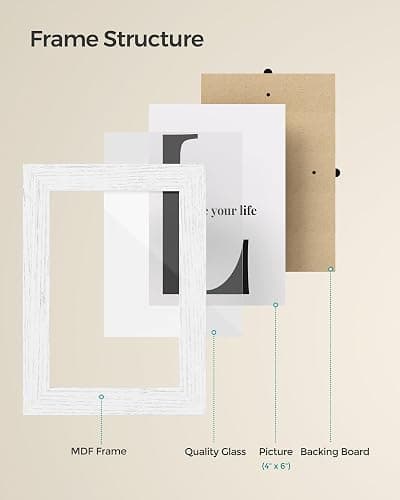 SONGMICS Collage Picture Frames, 4x6 for Wall Decor, Multi Family Photo for Gallery Decor, Hanging Display, Set of 12, Cloud White URPF026W01 thumbnail 7