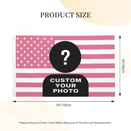 Custom Pink American Flag - Personalized 3x5 Ft Flag With Your Logo, Picture, Words or Text thumbnail 3
