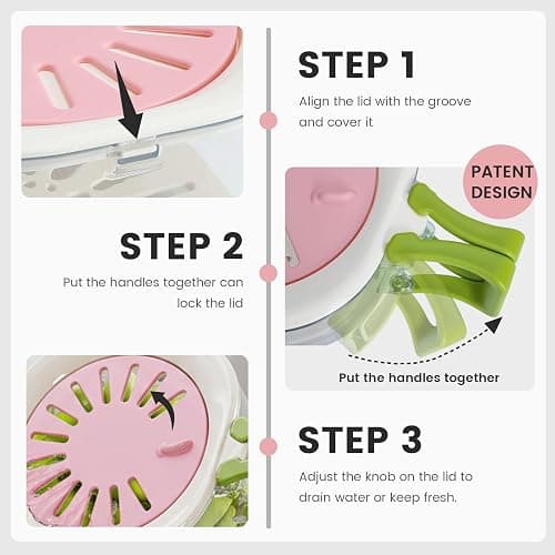 2-Pack Plastic Colander Strainer with Adjustable Vent Lid, Fridge Storage Container and Food Organizer Bin, Multi-use Veggie Tray Fruit Platter for Party thumbnail 7