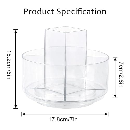 360° Rotating Makeup Organizer Clear Lazy Susan Organizer for Vanity, Cosmetic Display Cases for Bathroom Countertop, Makeup Storage Organizer, Desktop Dresser Sundries Storage Boxes thumbnail 3