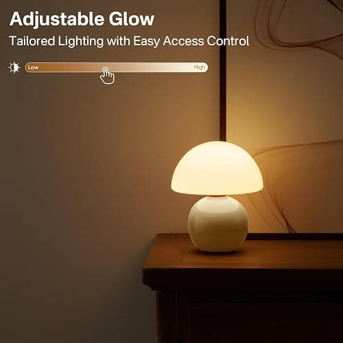 Dawnwake Mushroom Lamp Table Lamp for Bedroom,Desk Bedside Small Lamps for Living Room Night Stands,Mushroom Decor Cute Mini Modern Mid Century Lamps,Unique Aesthetic Home Living Room Decor (Cream) thumbnail 2
