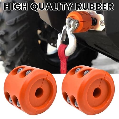 Bittwee Car Rubber Winch Stopper for ATV UTV Truck, Cable Saver Hook Stopper Line for Synthetic Rope, Bump Shock Saver Dampener with Stainless Steel Screw and Nut, Quick Installation Tool (Orange) thumbnail 5