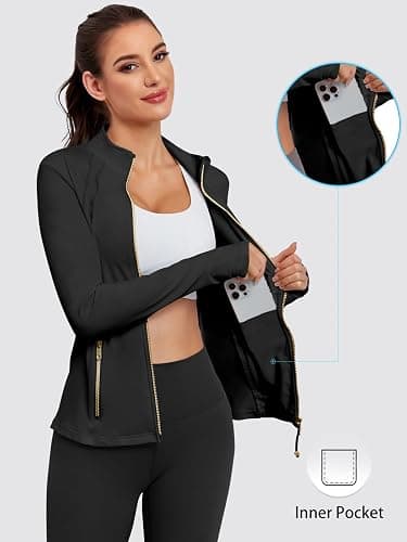 VUTRU Women Athletic Jacket Fitted Workout Running Zip Up Track Coat | Thumb Holes Pockets for Yoga Gym Travel thumbnail 4