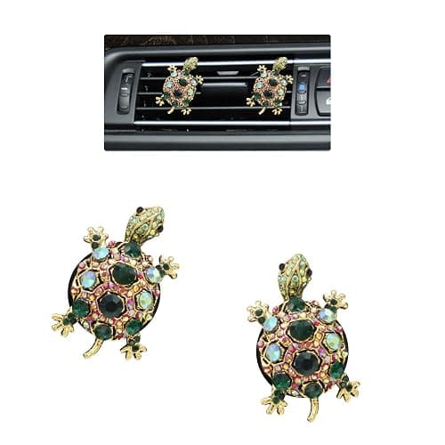 ORIESSE Sea Turtle Car Air Freshener Vent Clips,Beach Ocean Car Decor,2pcs Turtle Vent Clips,Coastal Decorations for Women,Rhinestone Refillable Diffuser - Image 1