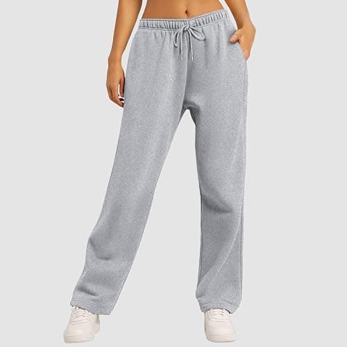 ZGTWHZY Womens Wide Leg Sweatpants Baggy Casual Drawstring High Waisted Lounge Athletic Sweat Track Pants with Pockets thumbnail 4