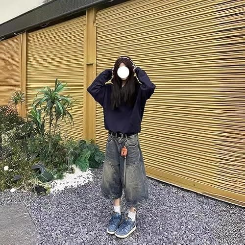 QJK Streetwear Baggy Summer Jorts Y2K Shorts Dark wash Jorts Denim Bermuda Shorts thumbnail 5