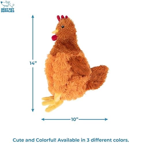 Best Pet Supplies Interactive Squeaky Dog Chew Toy, Ideal Dog Toys for Chewers, Small, Medium & Large Dogs, and Fetch Lovers - Crinkle Chicken (Brown), Large thumbnail 3