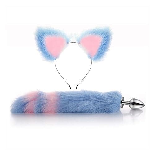 40cm Fox Tail Anal Plug Sexy Plush Cat Ears Headbands Butt Plug Tail Cosplay Sex Toys For Women Anal (Color : F) - F thumbnail 4