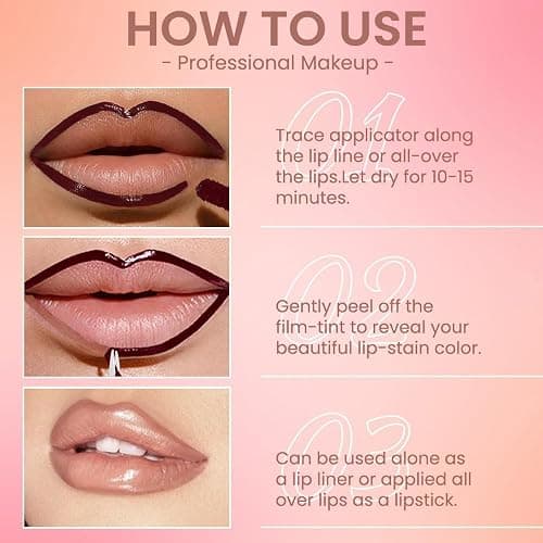 Hxssll Matte Lip Gloss Stain-Peel Off Lip Liner Tattoo, Brownish Red Lip Tint，Long Lasting Peel Off Lip Stain, Waterproof Transfer-proof Lip Mask Lip Liner Peel Off Lip Gloss,Stayn Lip Makeup. #03 thumbnail 5