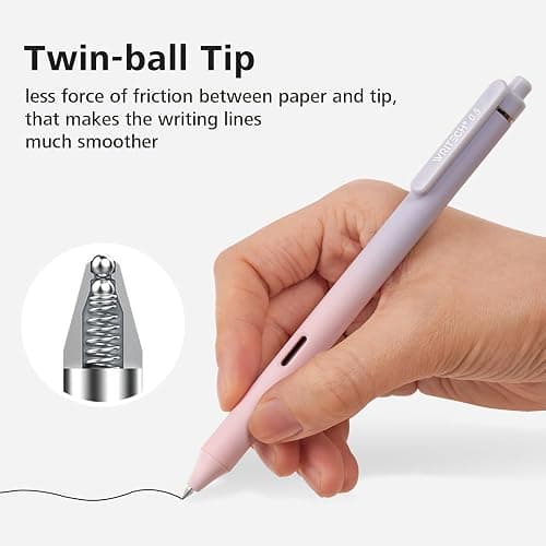 Writech Retractable Gel Ink Pens: 8ct Black Ink 0.5mm Fine Point Tip Pen Comfort Grip Smooth Writing with Aesthetic Gradient Color Barrel for Journaling Note Taking Sketching No Bleed & Smear thumbnail 4