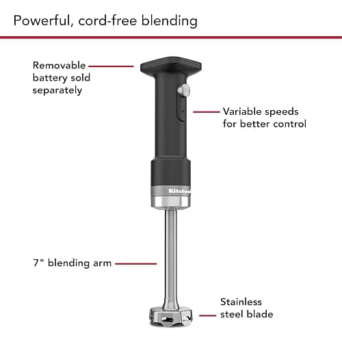 KitchenAid Go Cordless Hand Blender - battery included, KHBRV71, Black Matte thumbnail 4
