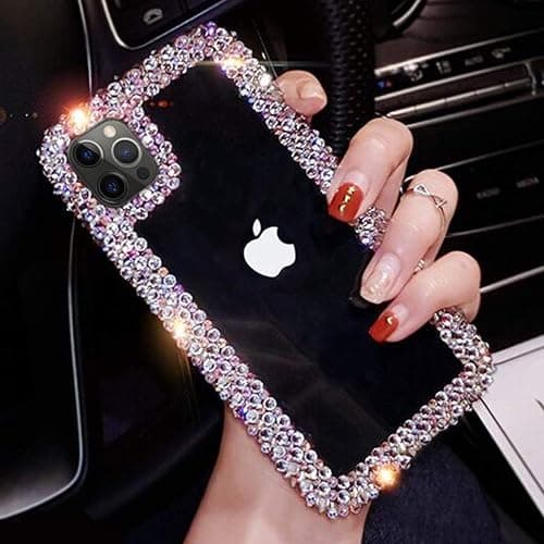Bonitec Compatible with iPhone 15 Pro Max Case for Women Girls 3D Glitter Sparkle Bling Case Luxury Shiny Cute Crystal Charms Rhinestone Diamond Bumper Clear Protective Cases Cover Clear thumbnail 5