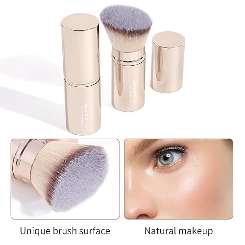MAANGE 8 Pcs Makeup Brushes with Bag, Double-End Multi-functional Makeup Brushes for Blending Liquid Powder Concealer Cream Blush Buffe (Gold) thumbnail 5