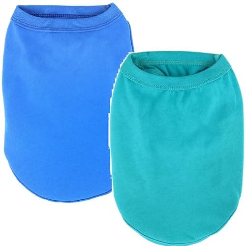 Elledia 2 Pack Summer Cotton T Shirts for Rabbit Bunny, Solid Color Clothes for Guinea Pig Hamster Kitten, Small Animal Outfits, Blue & Teal Color Clothing - Image 1