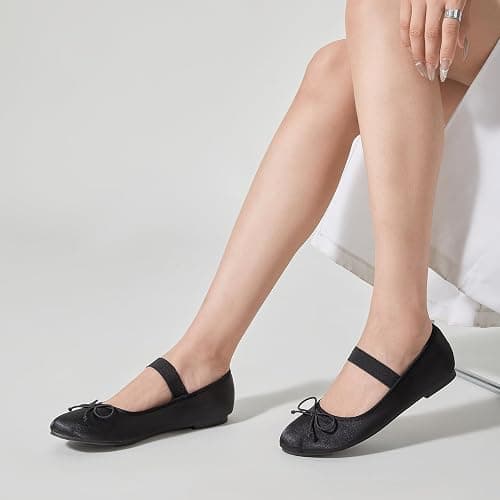Trary Flats for Women Closed Round Toe Ballet Flats Mary Jane Shoes Women with Elastic Strap Cute Bowknot Comfortable Dress Shoes for All-Year Daily Work Casual Wear thumbnail 2
